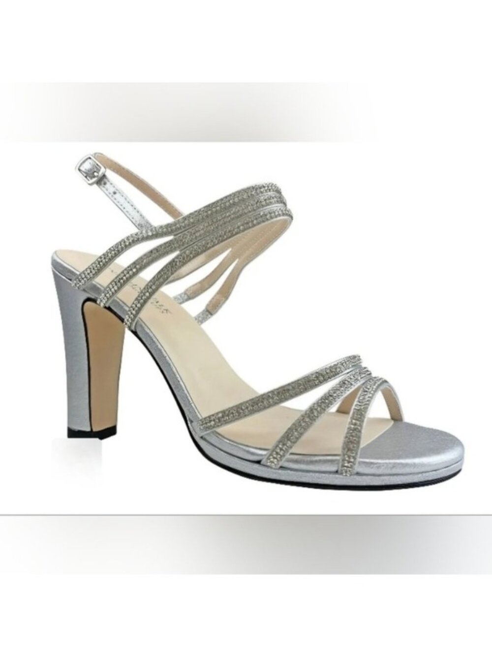 Elizabeth Silver Shimmer Platform Sandals – Size 10M – New in Box